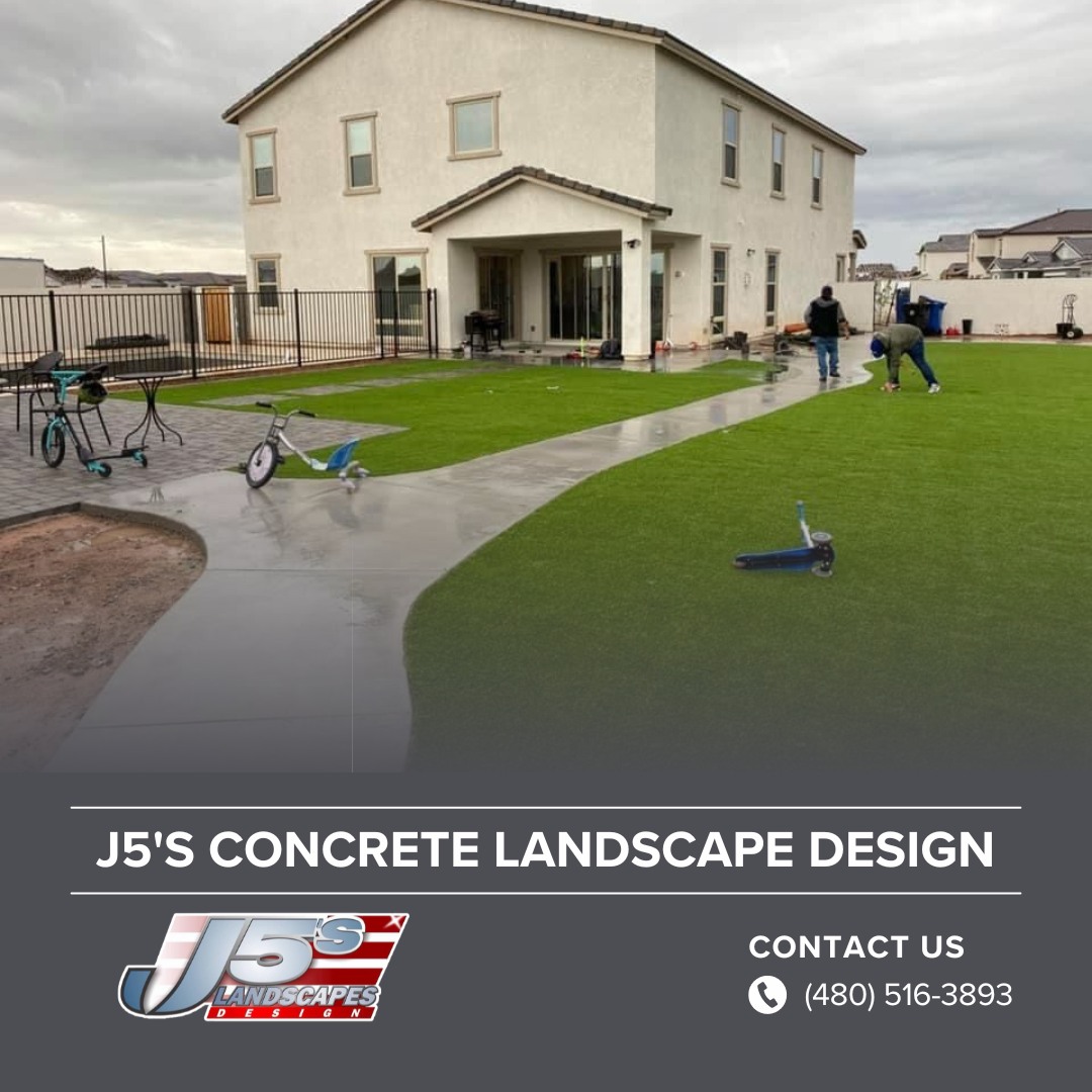 Full backyard landscape design by J5's Concrete Landscape Design